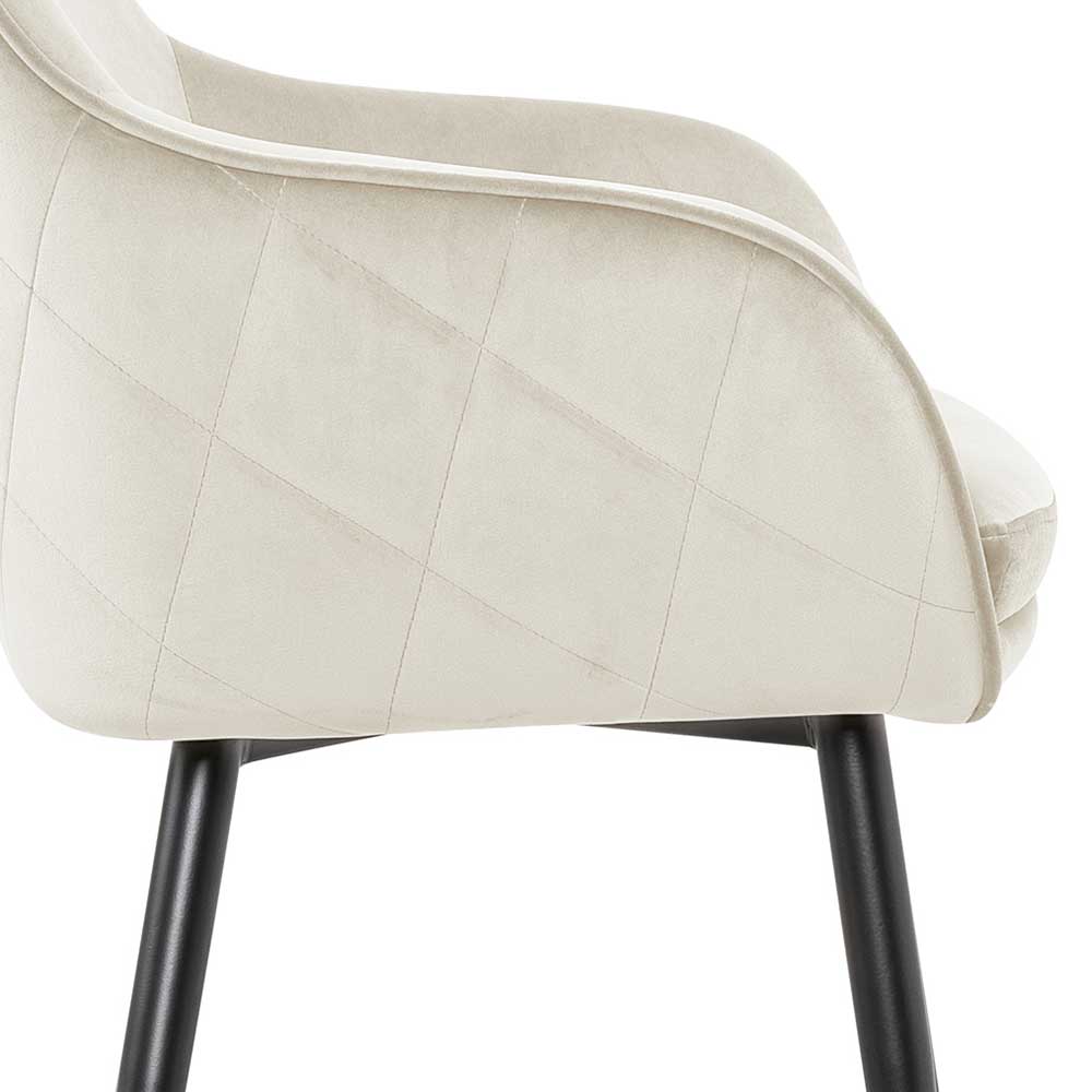 Stuhl mit Armlehnen in Creme - gachi