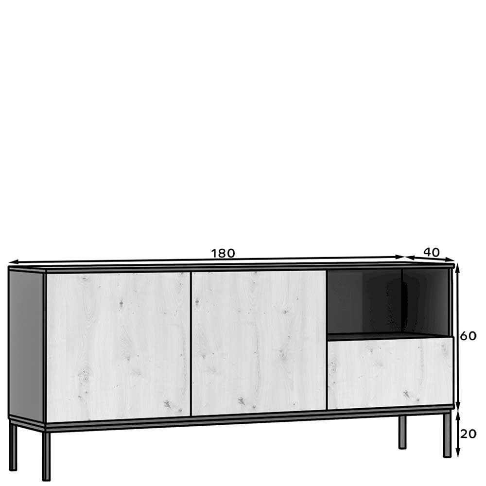 Griffloses Sideboard in Wildeiche Optik - Cavan