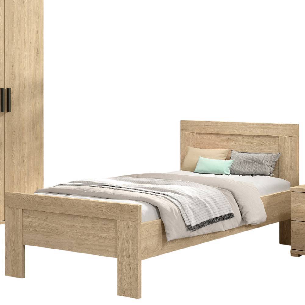 Einzelbett aus Eiche mit stabilem Kopfteil für Jugendzimmer – Choice