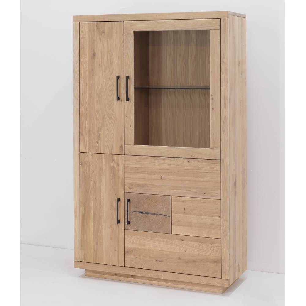 Schrankvitrine aus Eiche Massivholz - Buzia