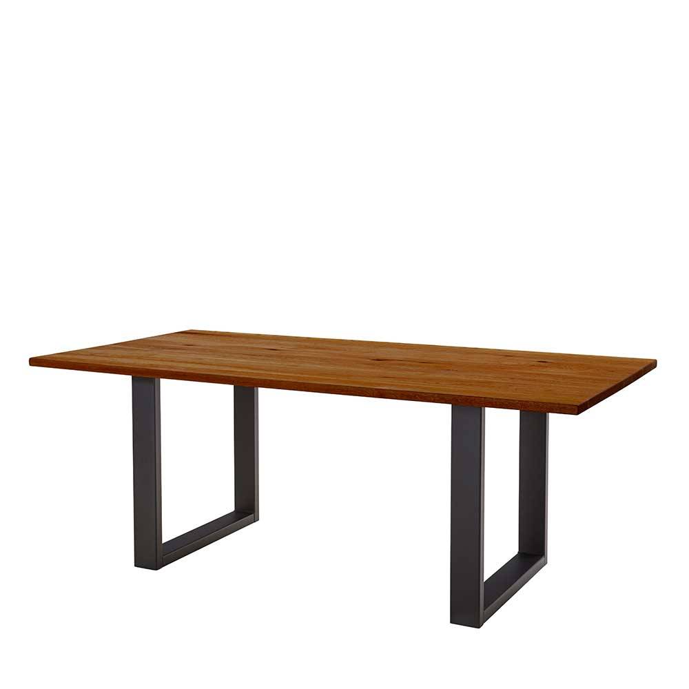 Tisch mit U-Beinen aus Metall & Holzplatte - Apoliva