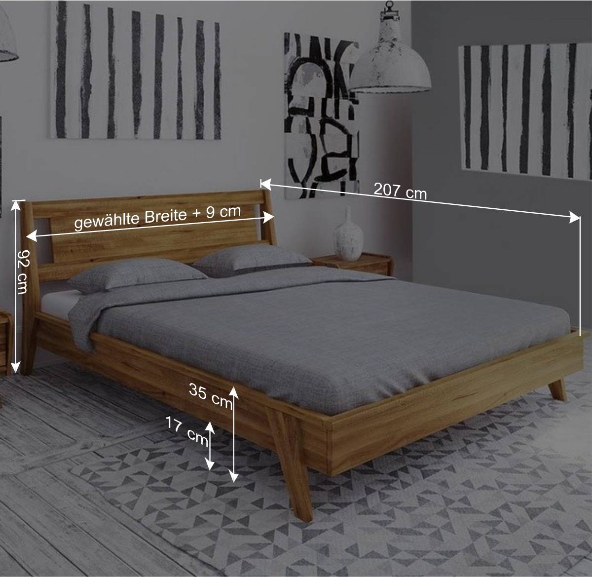 Kurzes Bett mit Unterlänge 190 cm - Hardus (dreiteilig)
