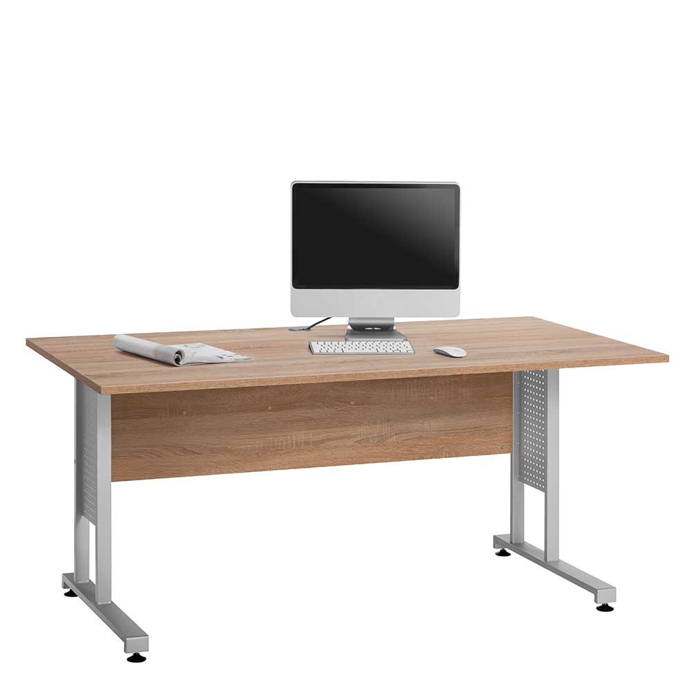 Moderner Schreibtisch mit Metallgestell in Alu - Tonrai