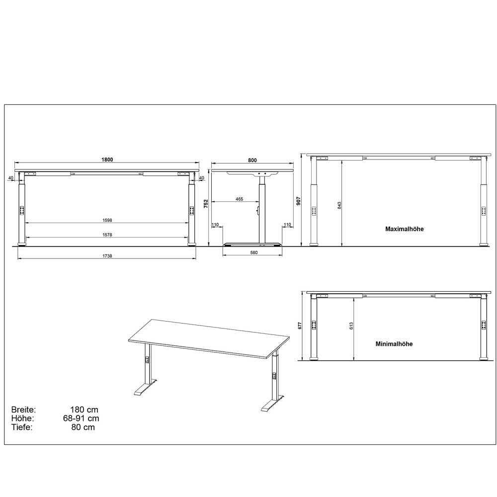 Höhenverstellbarer Schreibtisch modern - Tricky