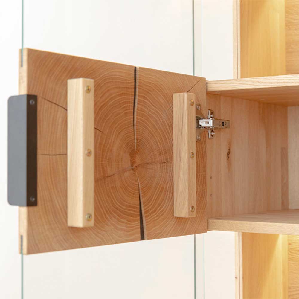 Highboard Vitrine aus Eiche und Glas - Masicuri