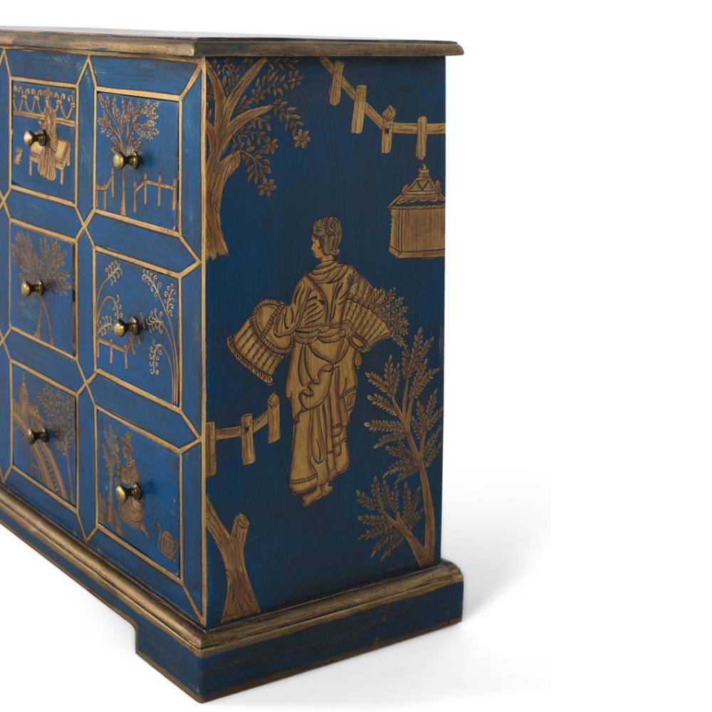 Kommode in Blau und Gold - Peace