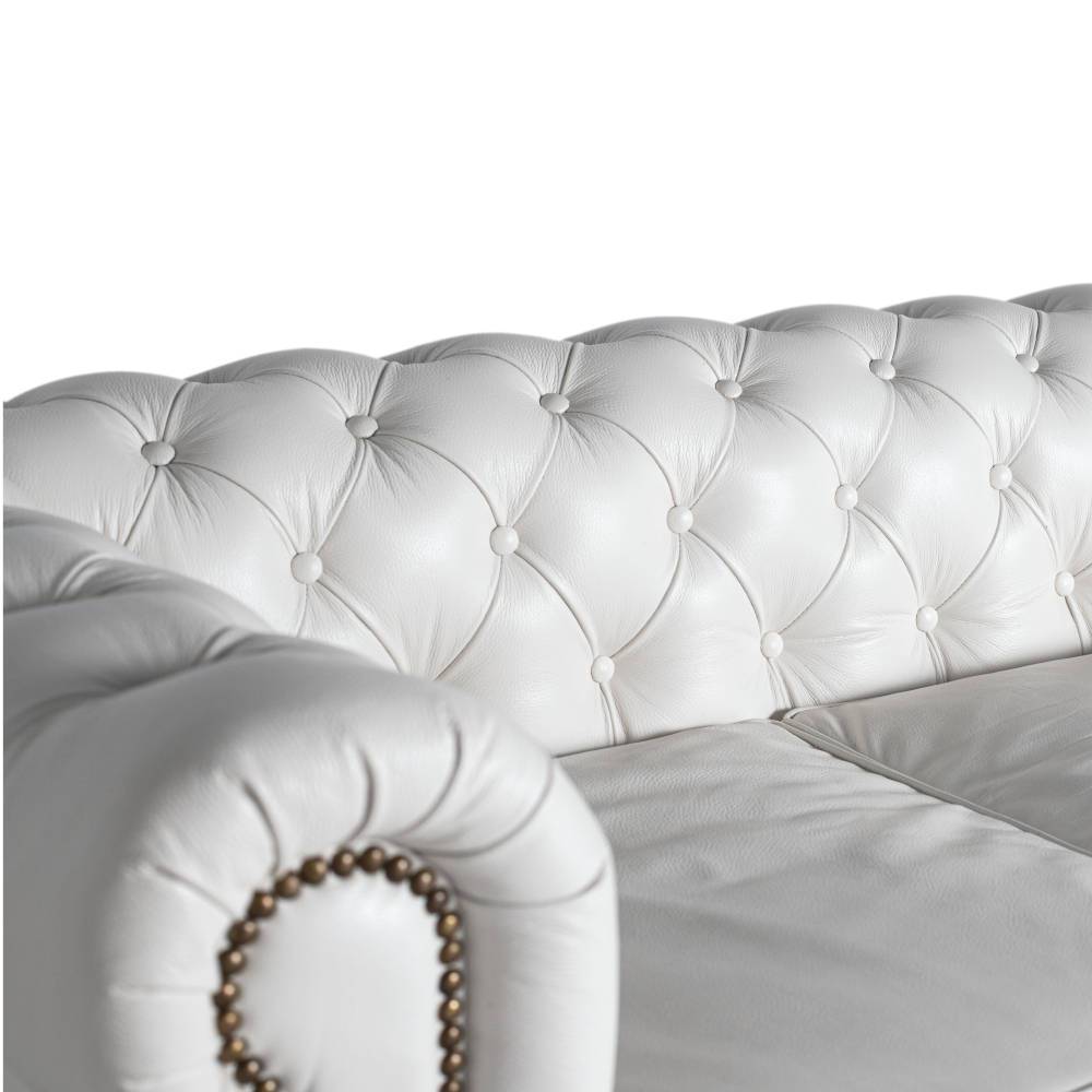 Chesterfield Ledersofa in Weiß - Pavias