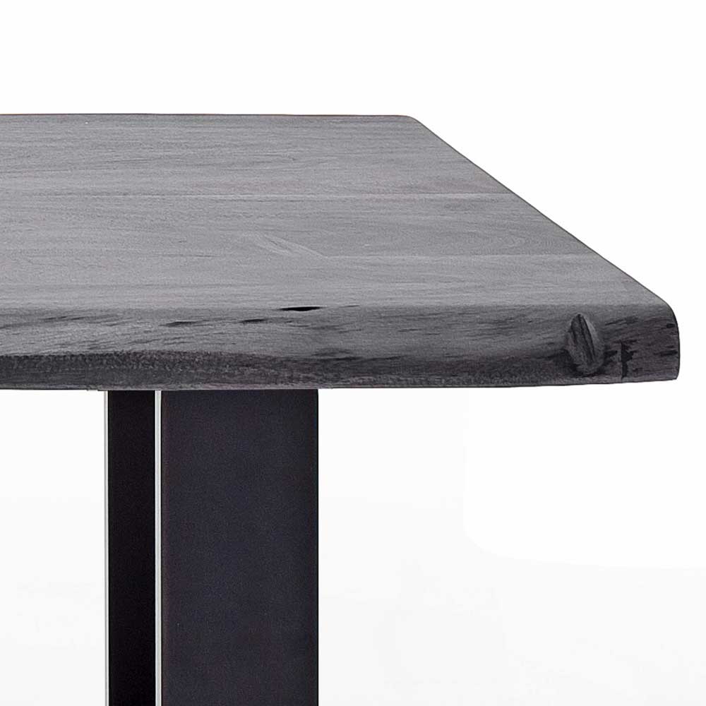 Grauer Couchtisch mit natürlicher Baumkante - Libonato