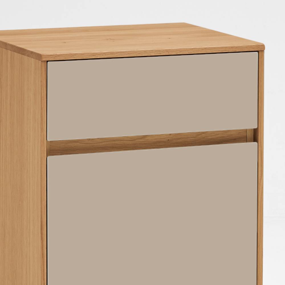 Mehrzweckschrank mit einer Schublade und Tür in Holz und beige – Nova