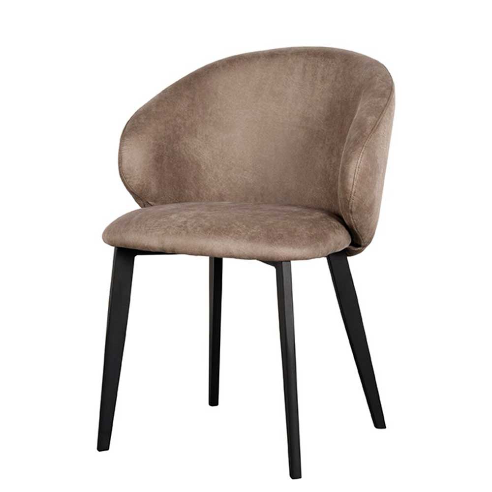 Polsterstühle aus Microfaser in Taupe - Alisa (2er Set)