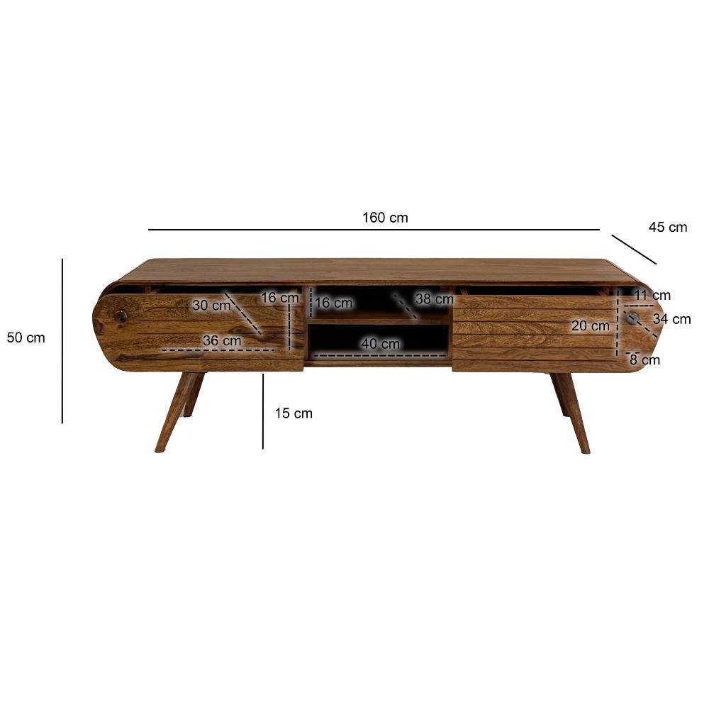 Design TV-Board aus Sheesham Massivholz - Polariso