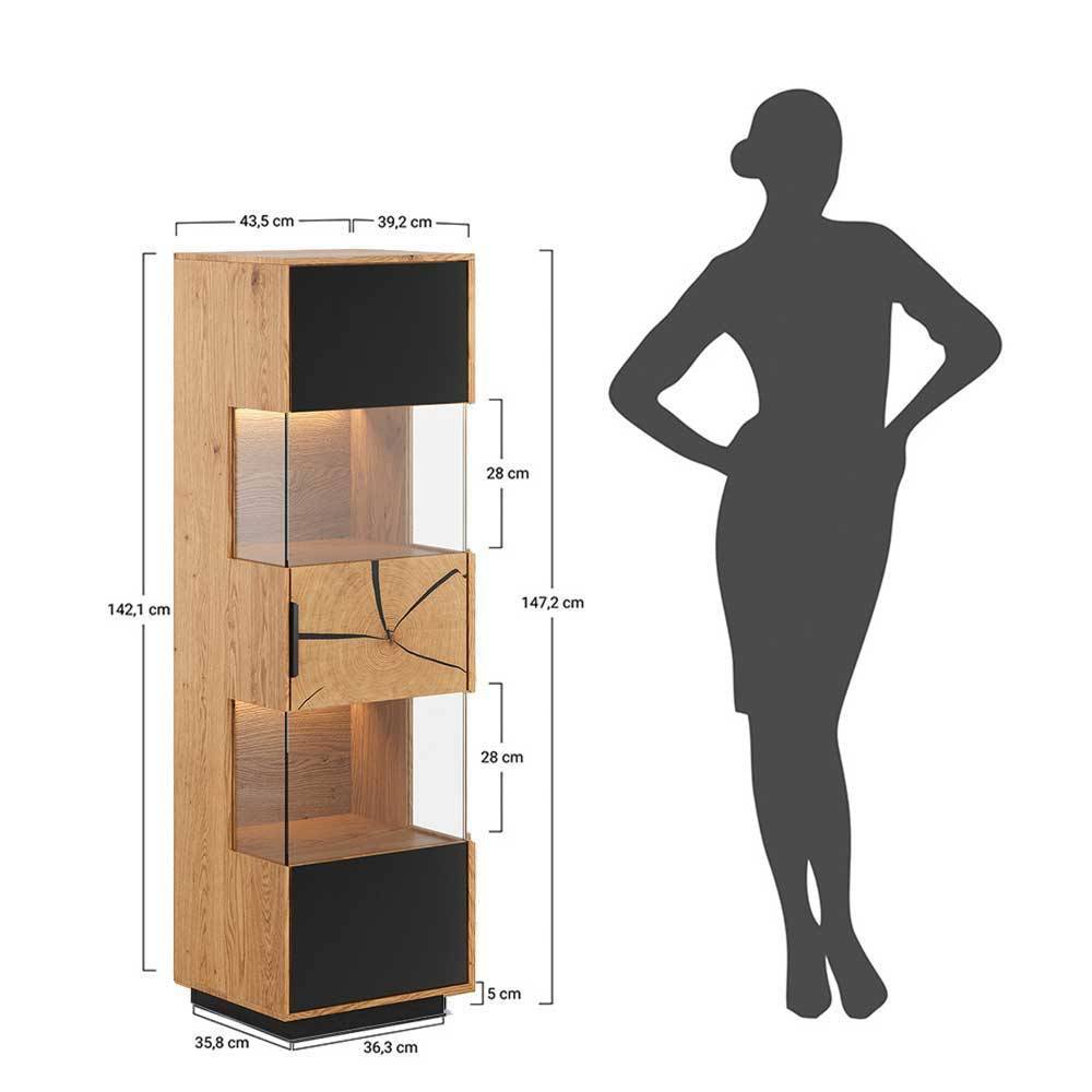 Wohnzimmerschrank aus Eiche und Glas - Masicuri