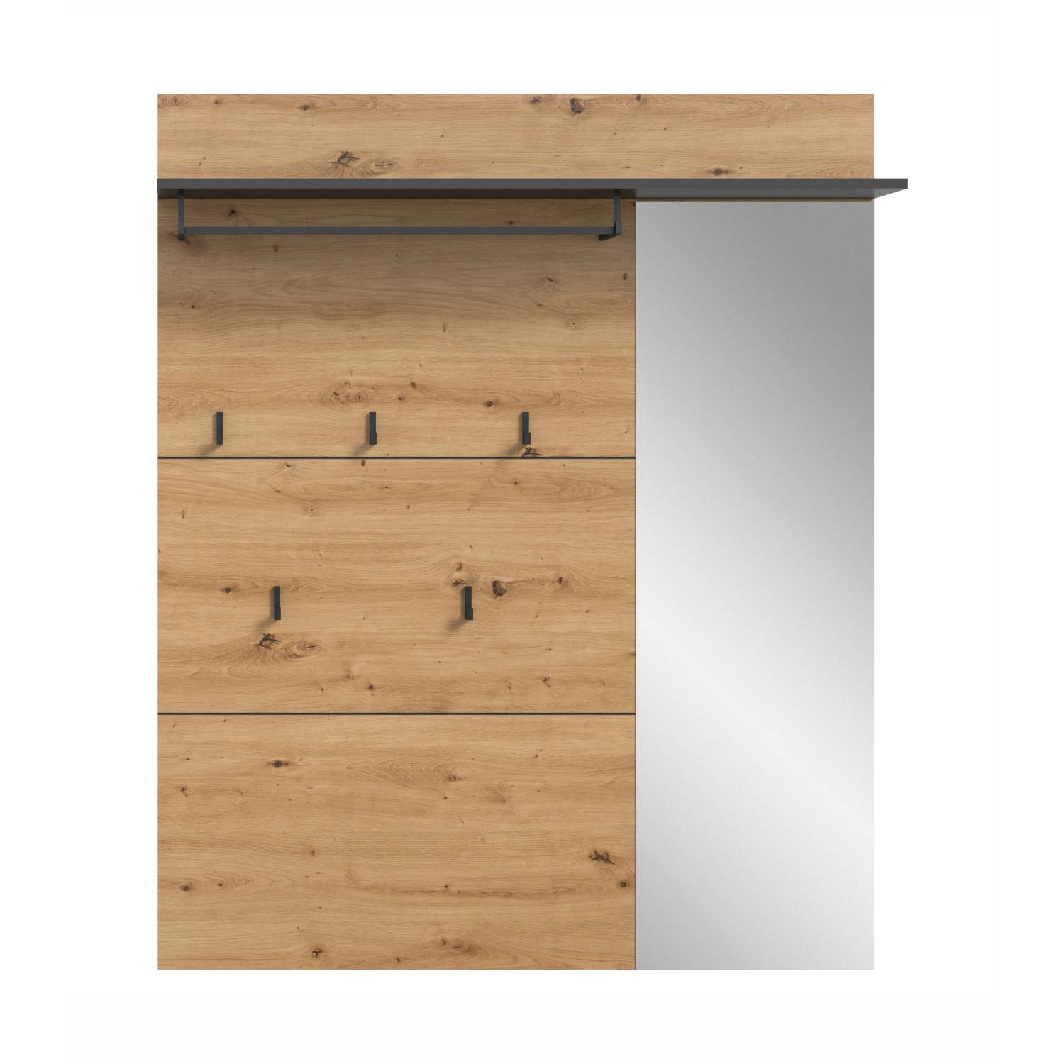 Eichefarbene Kompaktgarderobe mit Metallgestell - Irysma