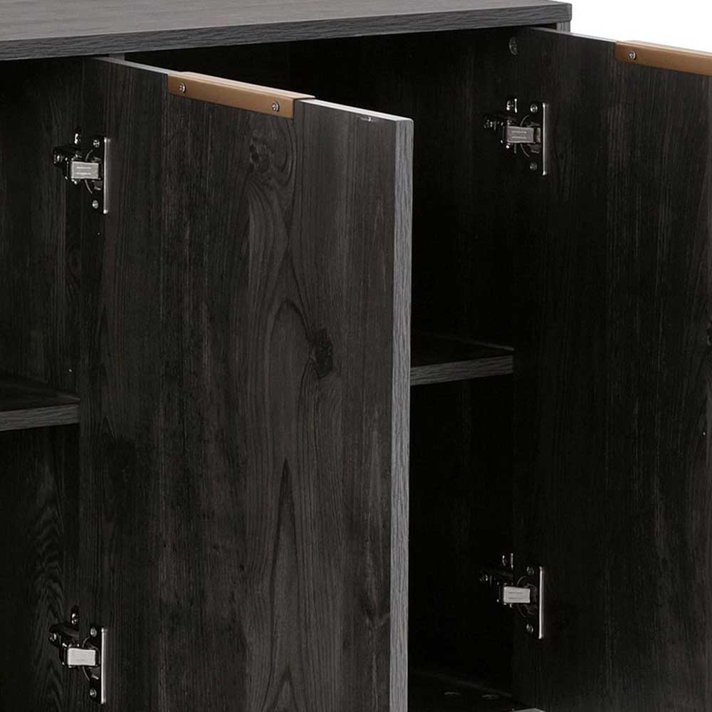 Türen-Kommode in Holzoptik Black Wash - Salivi V