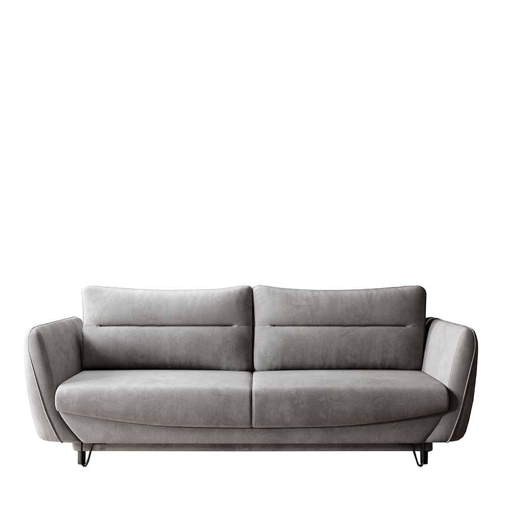 Velours Bettsofa in Hellgrau - Woodna