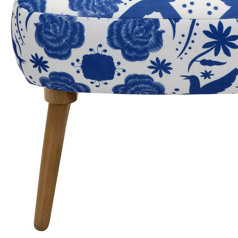 Sessel in Weiß Blau mit Blumen und Vögeln - Intiatos