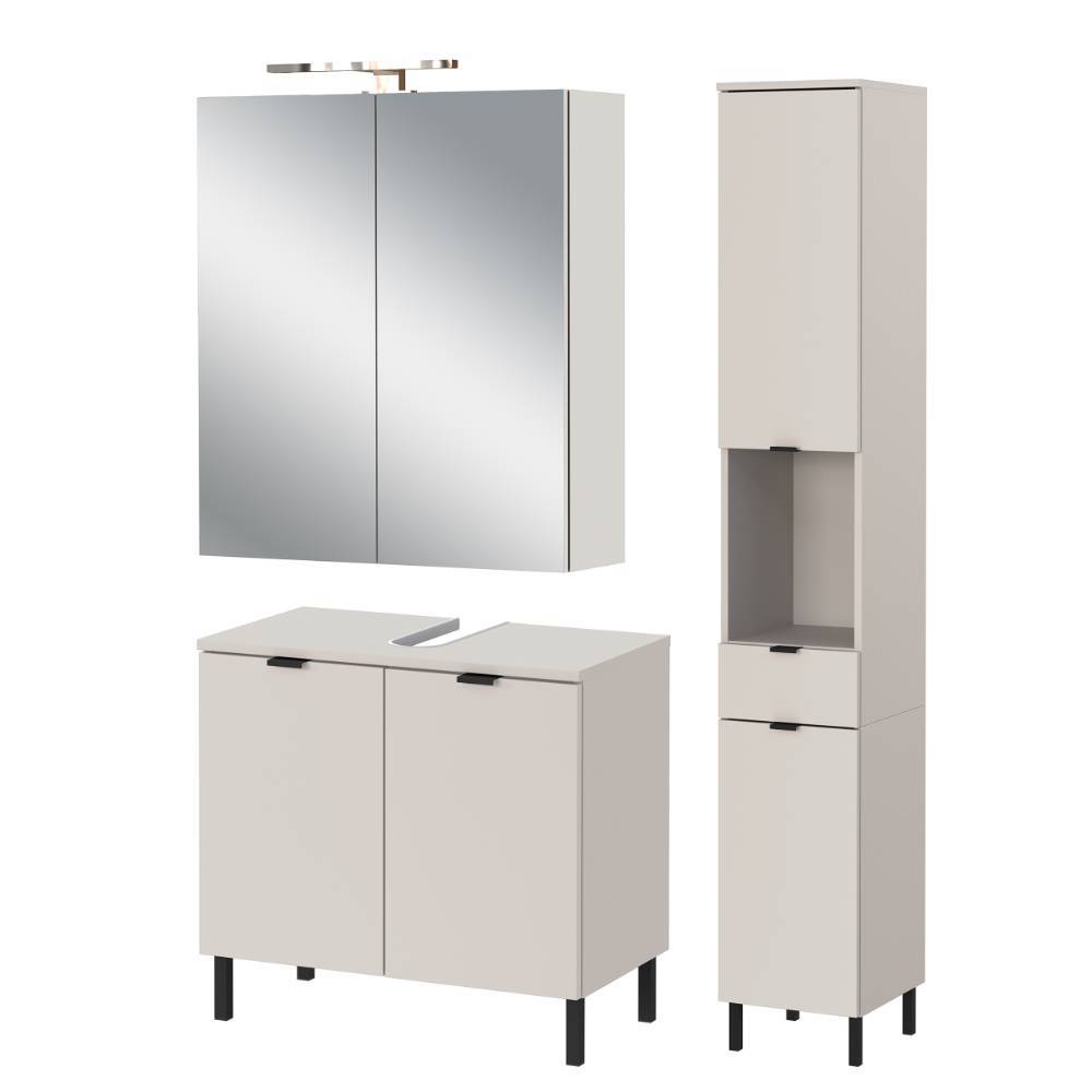 Bad Waschplatz und Hochschrank Set - Perrina (dreiteilig)