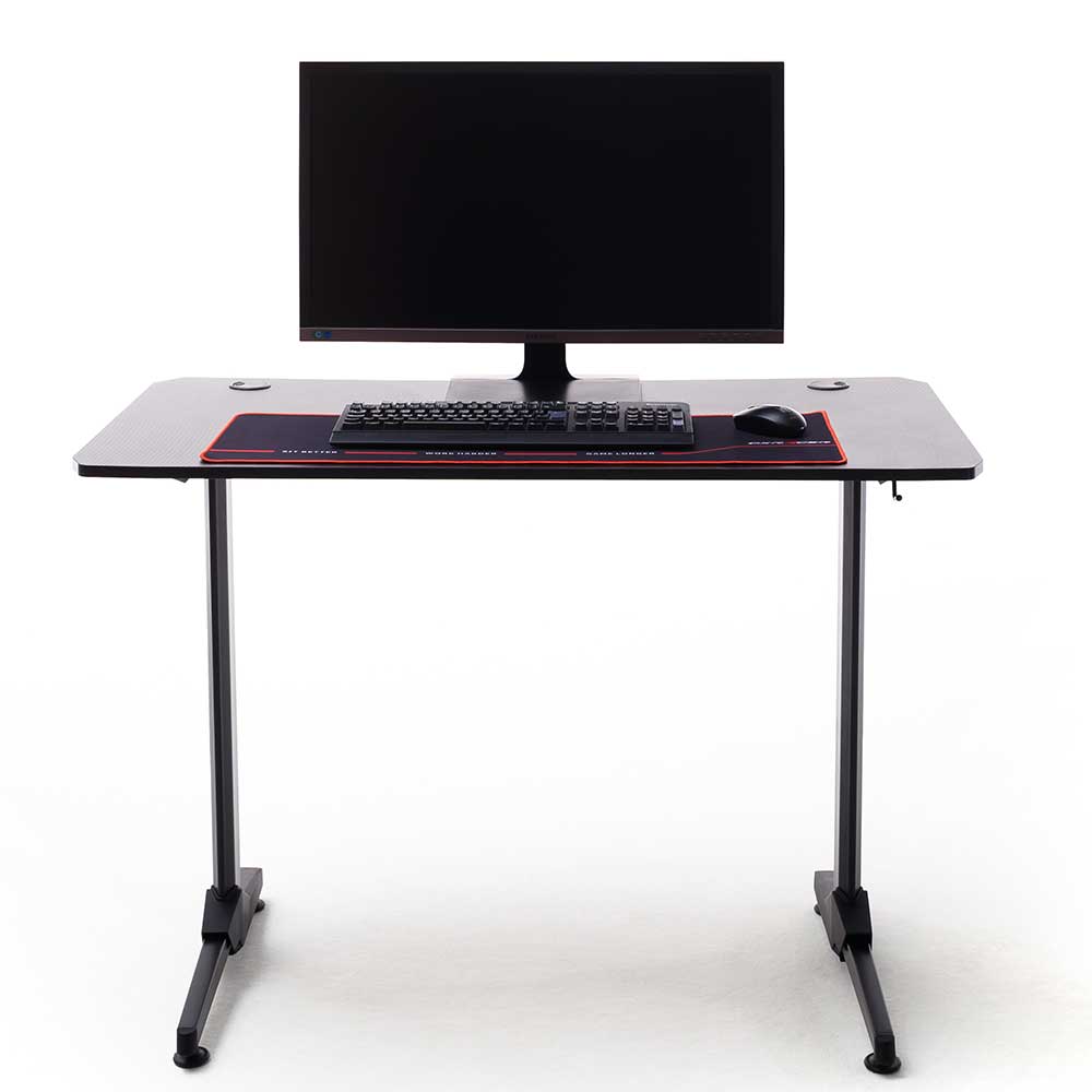 Schwarzer PC Schreibtisch mit Kabeldurchlass - Limon