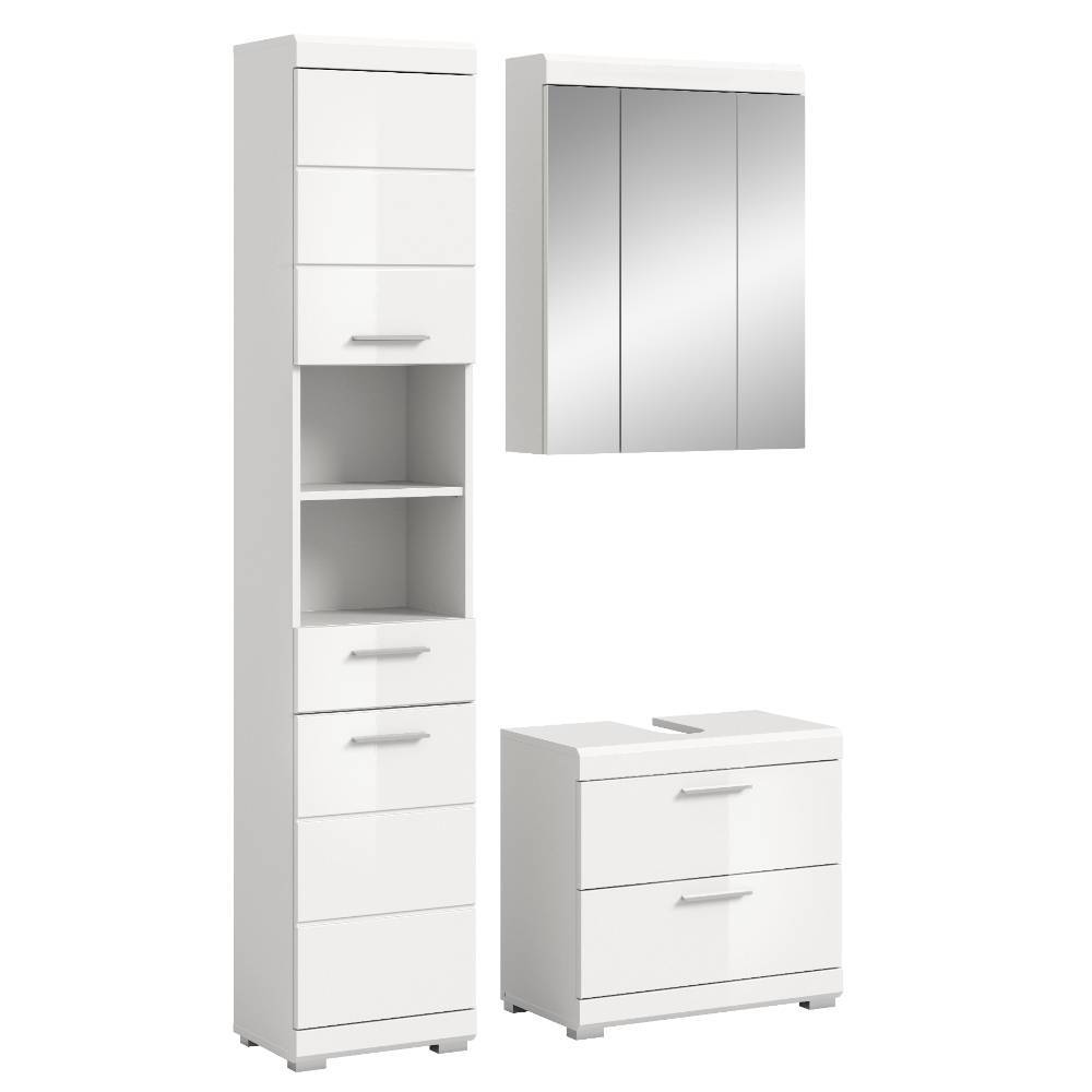 Badschrank Set in Weiß - Henriette (dreiteilig)