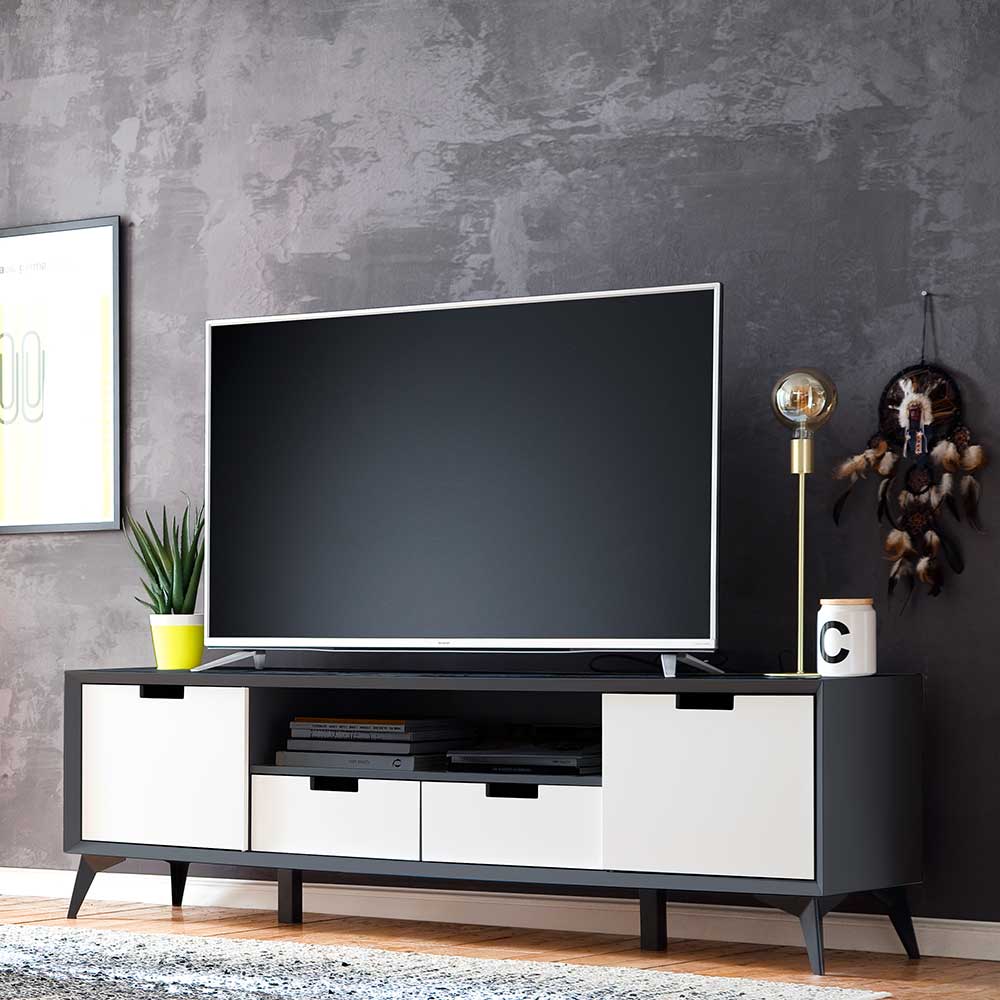 Moderner TV Unterschrank in Weiß & Grau - Vadids