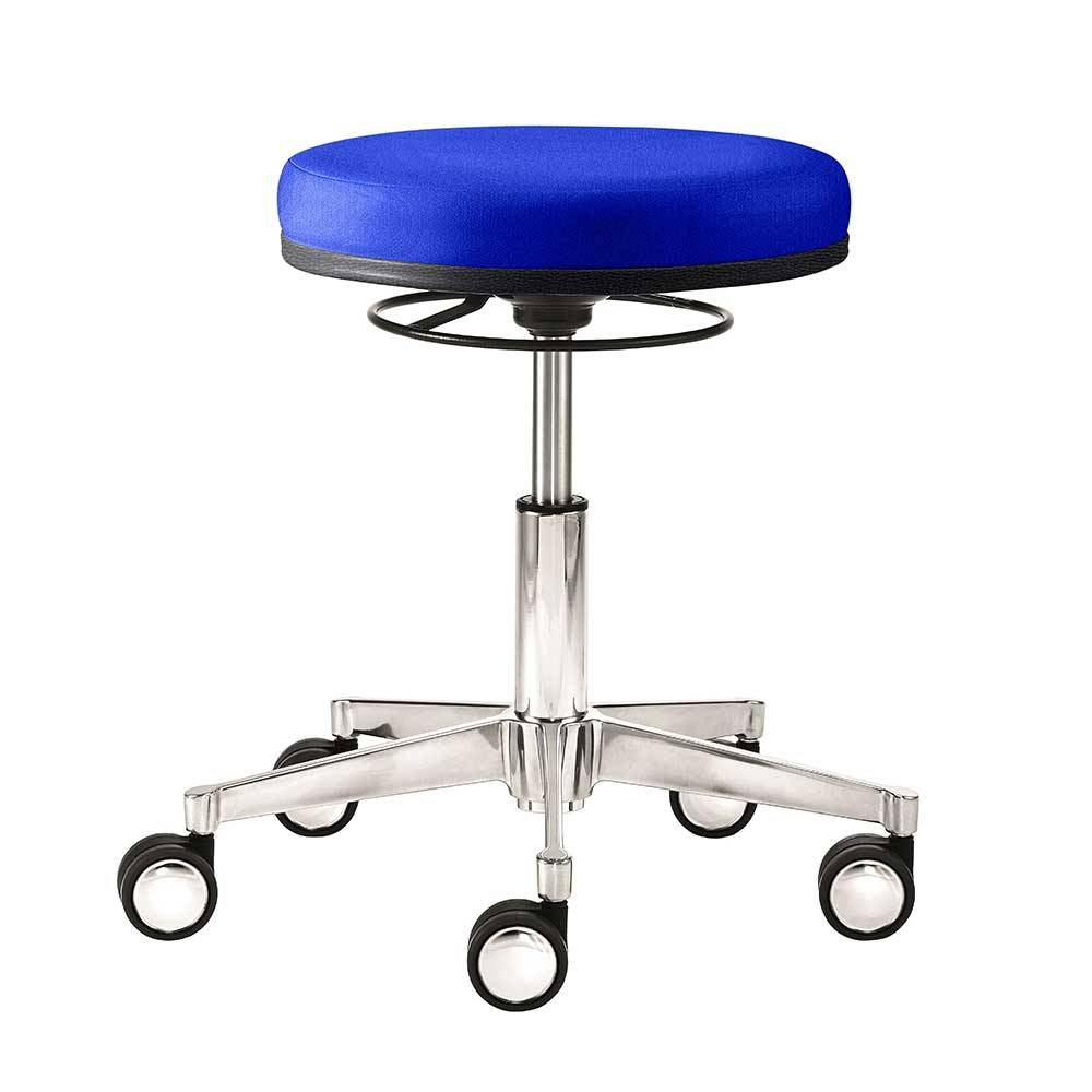 Blauer Bürohocker mit runder Sitzfläche 48cm - Suprima