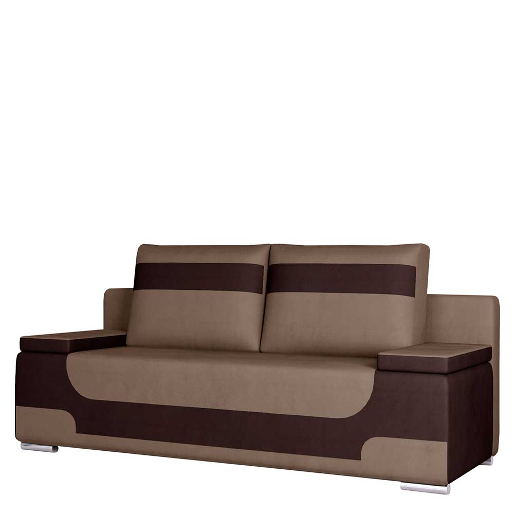 Samt Klappsofa in Hellbraun und Dunkelbraun - Beau