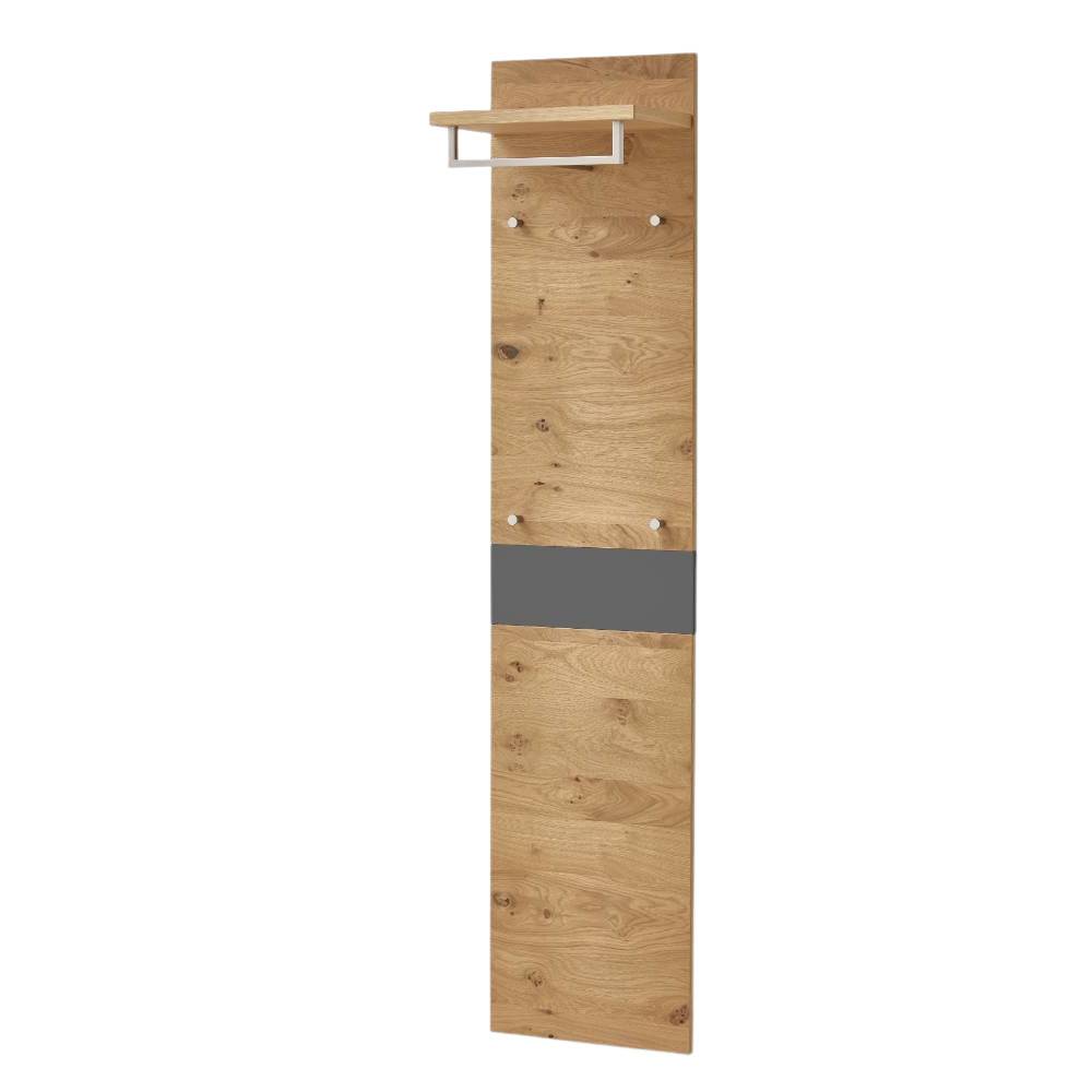 Komplette Garderobe aus Wildeiche mit Ablage, Kleiderstange und vier Haken – Arturus