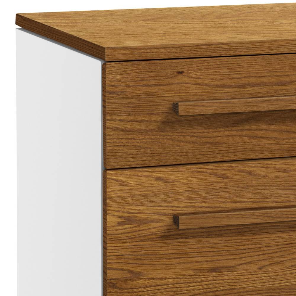 Oberer Bereich der Wohnzimmer Kommode mit Eiche Dunkel Platte und Schubladenfronten – Tromsa