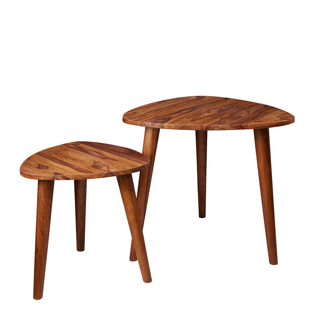 Dreieckiger Zweisatztisch aus Holz - Scarlino (zweiteilig)
