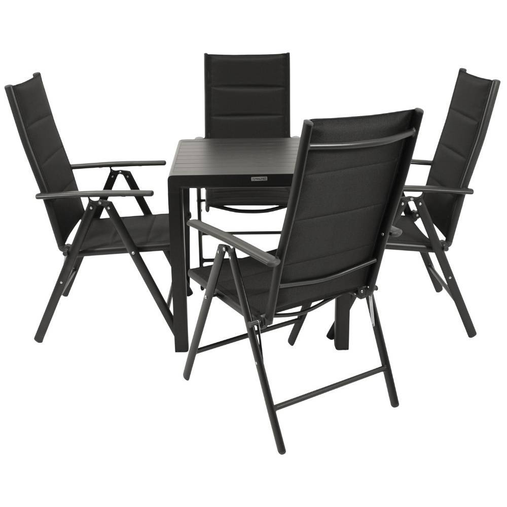 Vier Klappsessel und Gartentisch Set - Mint (fünfteilig)