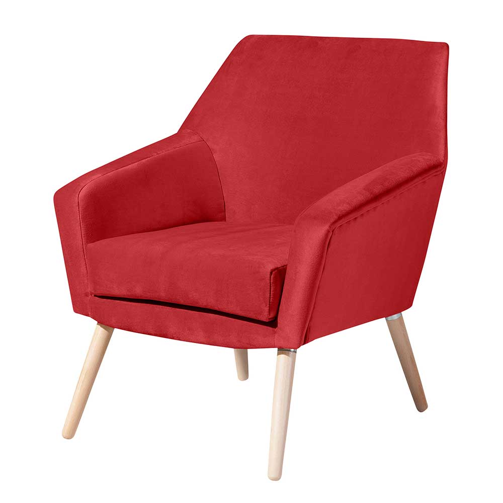 Sessel aus Samtvelours in Rot - Egona