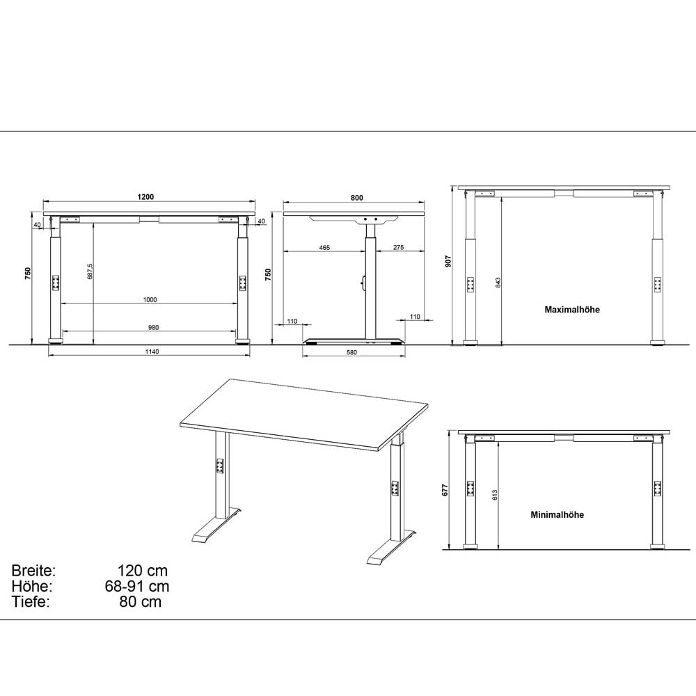 Höhenverstellbarer Schreibtisch modern - Tricky