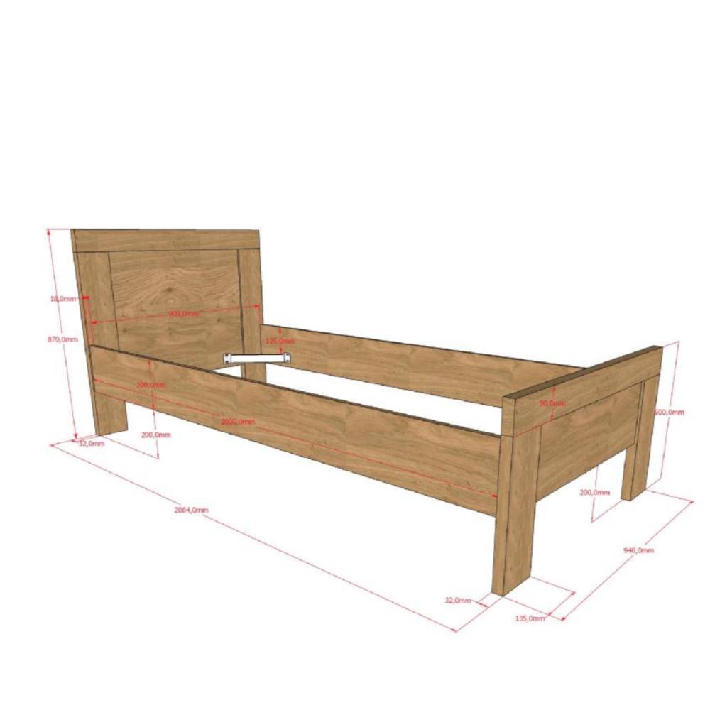 Jugendbett in Eiche Optik Maße und Abmessungen für die Planung im Schlafzimmer – Choice