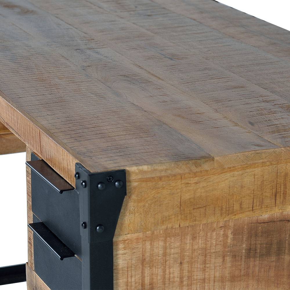 Industrial Schreibtisch aus Mangoholz mit Metall - Lakumara