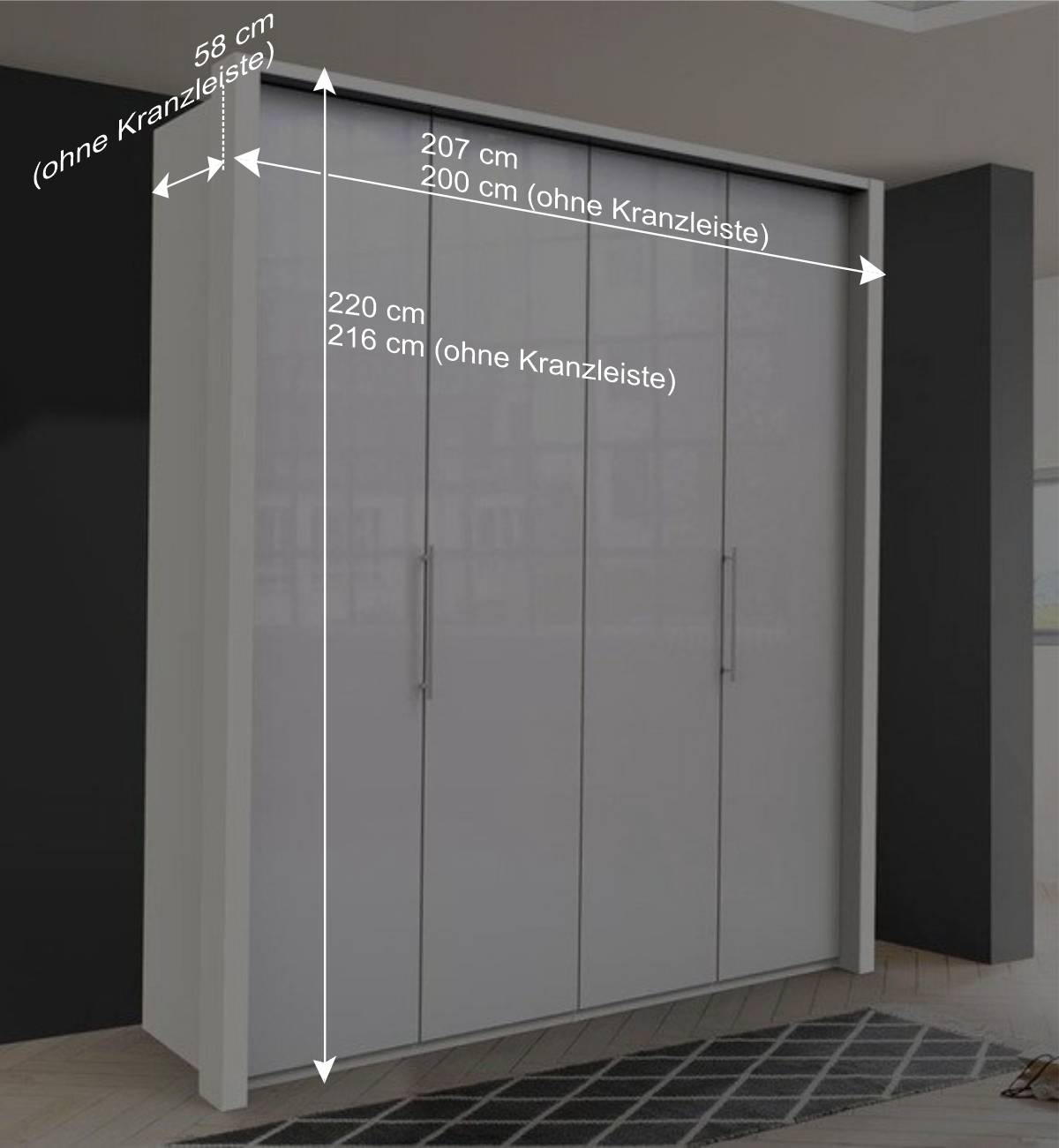 Kleiderschrank mit zwei Falttüren in Weiß - Dolienca
