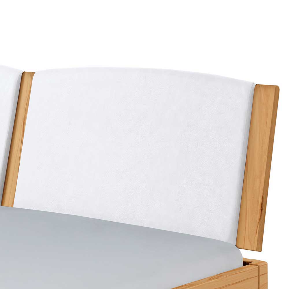 Bett aus Wildbuche massiv mit Kunstleder - Syanta