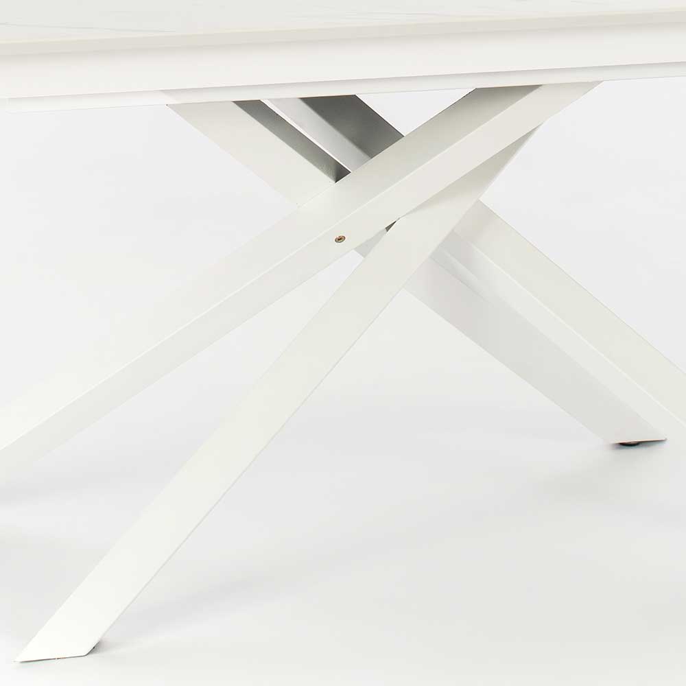 Ausziehbarer Dekor Marmor Tisch in Weiß Grau - Javirella