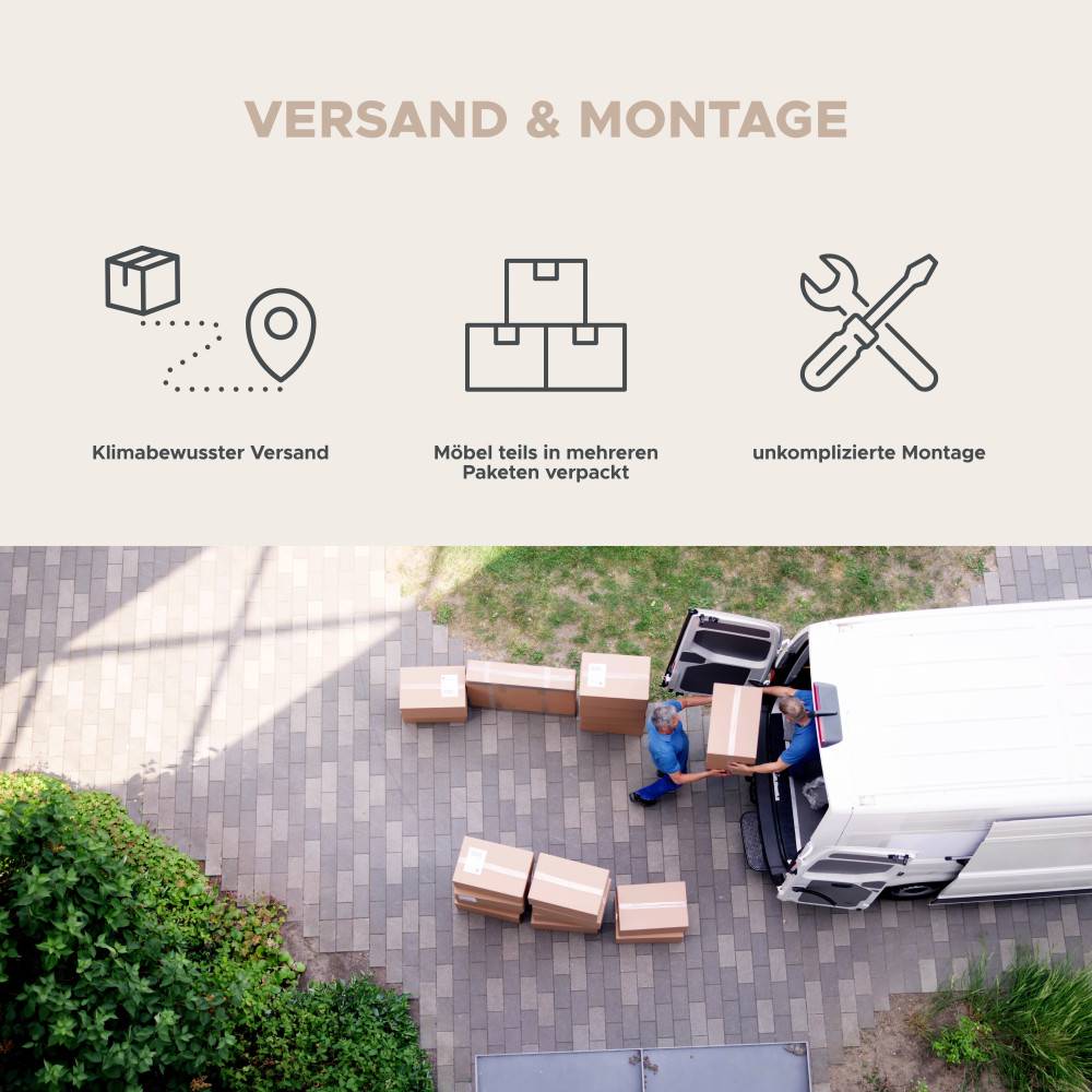 Badmöbelkomplettset Versand und Montage Service mit Lieferung von Paketen – Casserra