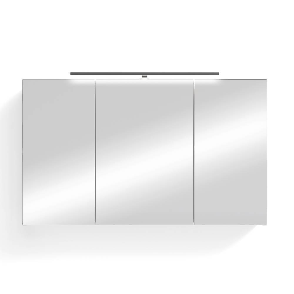 Weißer dreitüriger Badezimmer-Spiegelschrank mit integrierter LED Beleuchtung – Francis