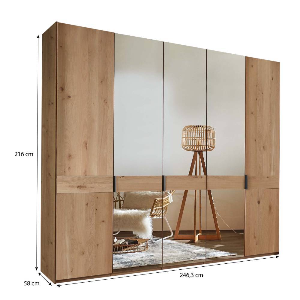 5-türiger Schlafzimmer-Schrank in Eiche Bianco - Yanicas