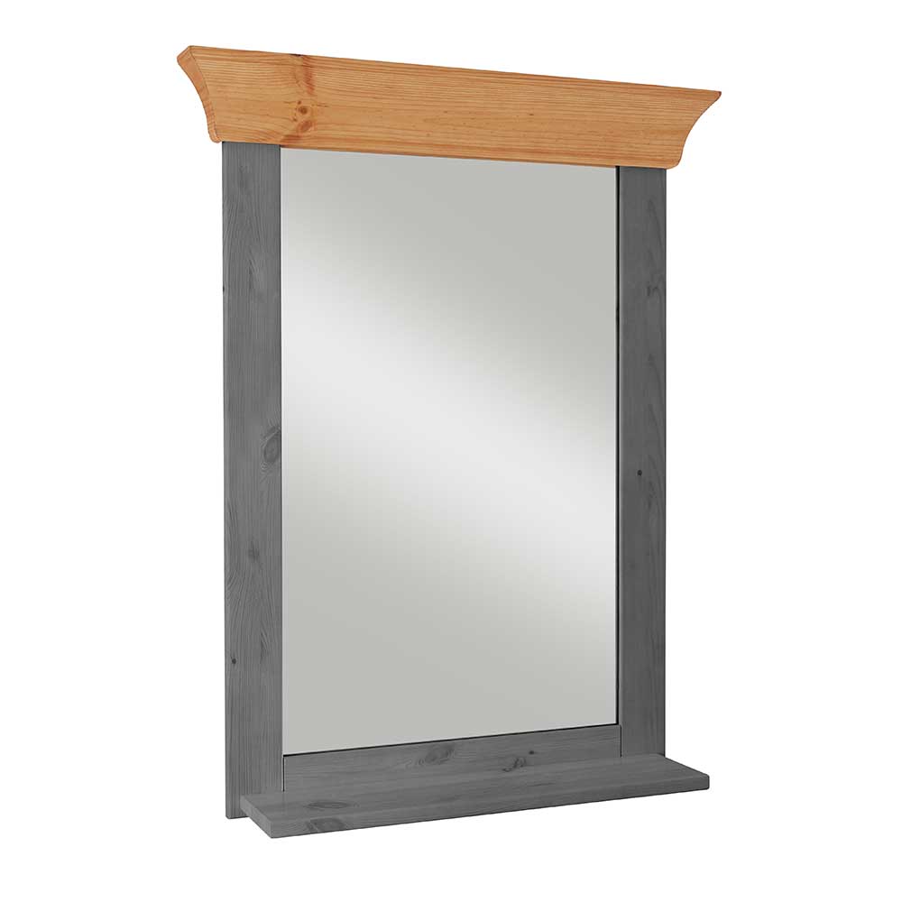 Spiegel mit Ablage und Holzrahmen zweifarbig - Glams