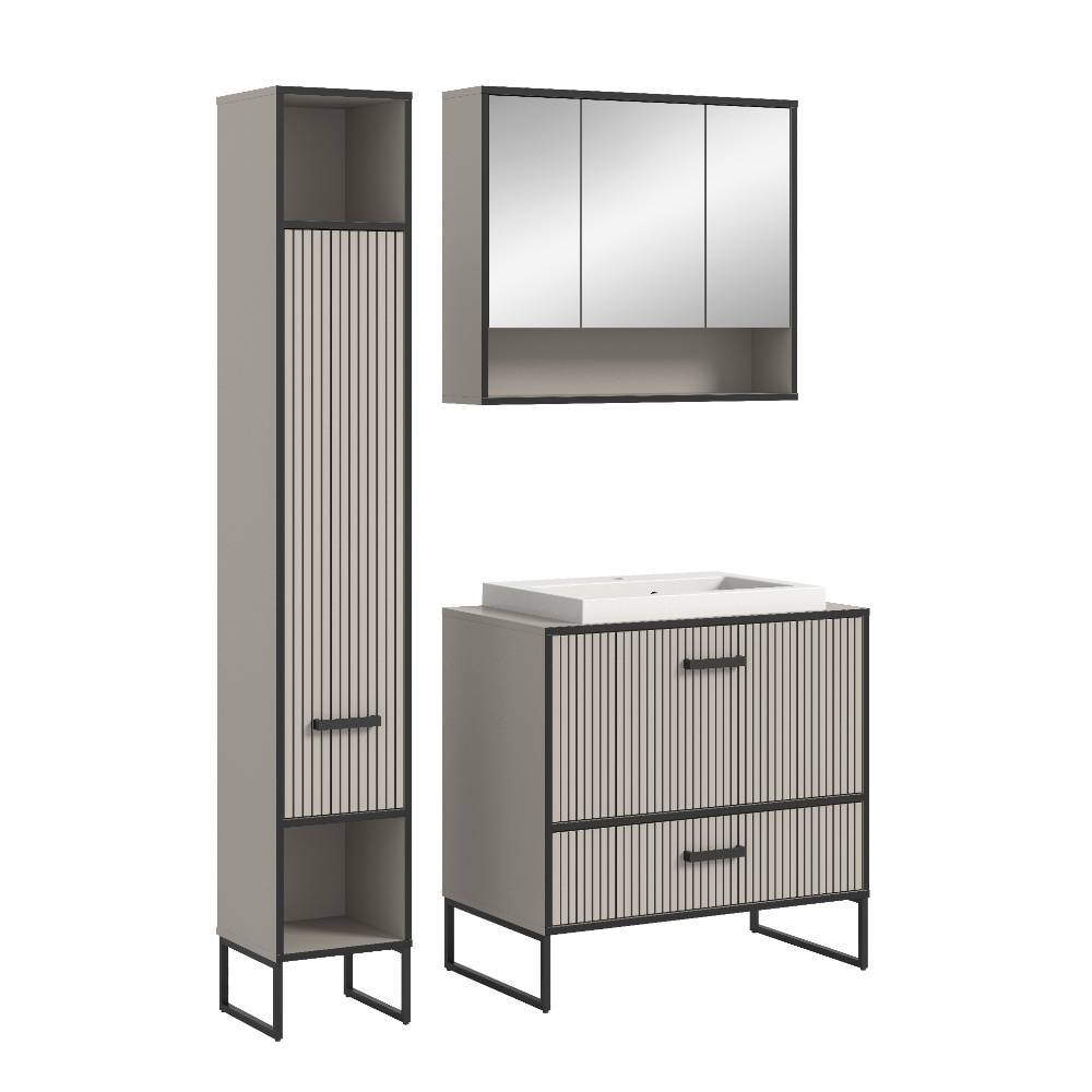 Bad-Waschplatz und Hochschrank Set - Xena (dreiteilig)