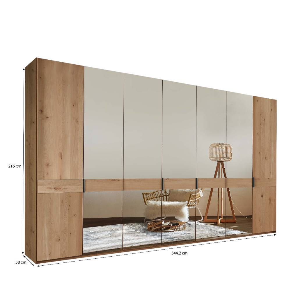 7-türiger Kleiderschrank in Eiche Bianco - Yanicas
