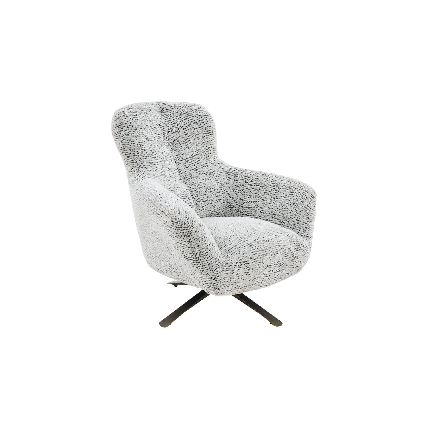 Moderner Loungesessel in Beige mit strukturiertem Bezug und schwarzem Sternfuß – More