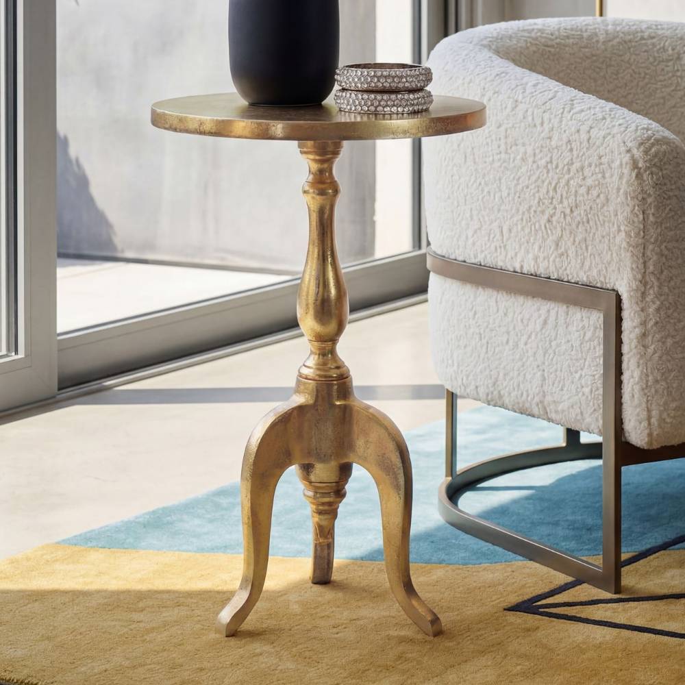 Beistelltisch aus Aluminium in Gold - Lasina