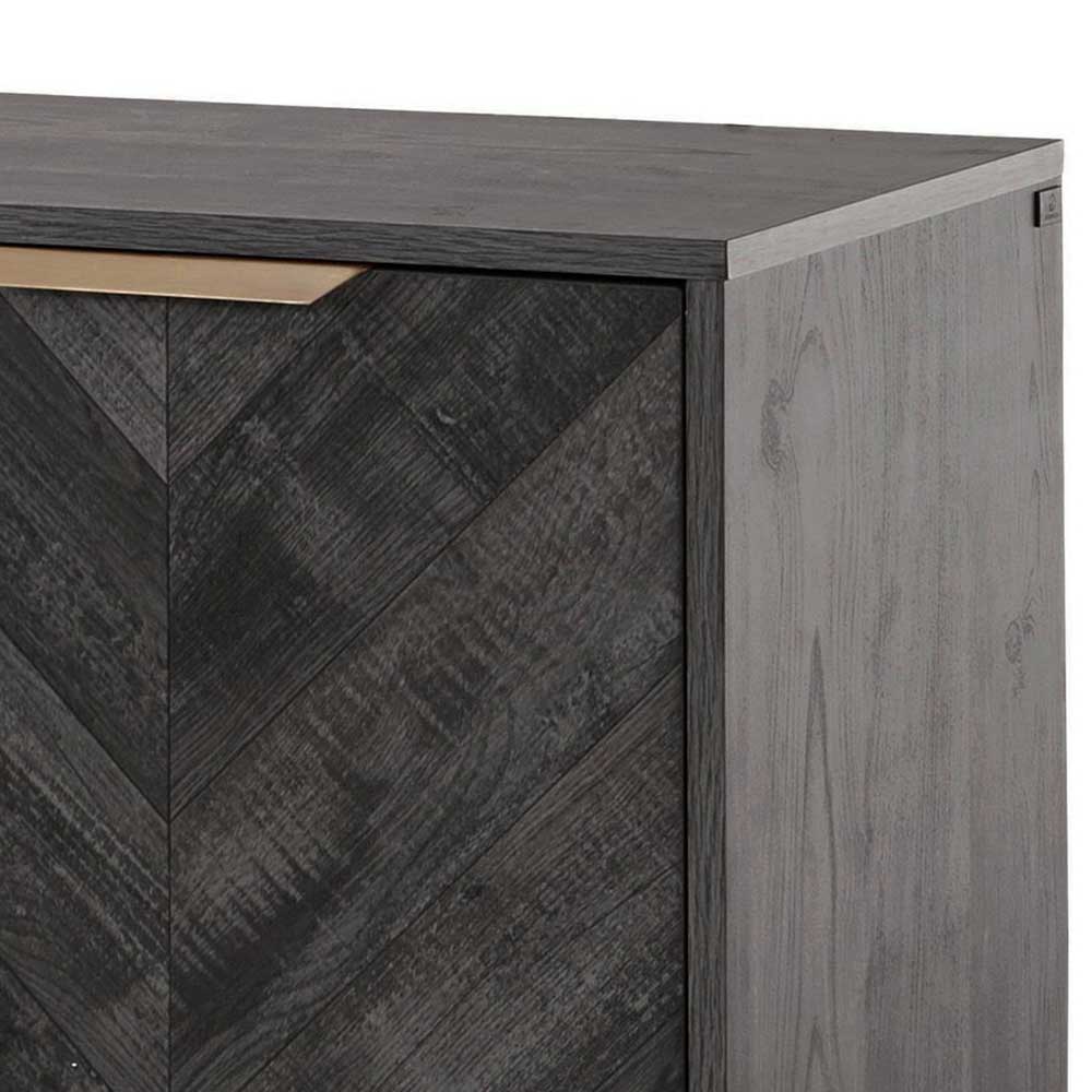 Türen-Kommode in Holzoptik Black Wash - Salivi V