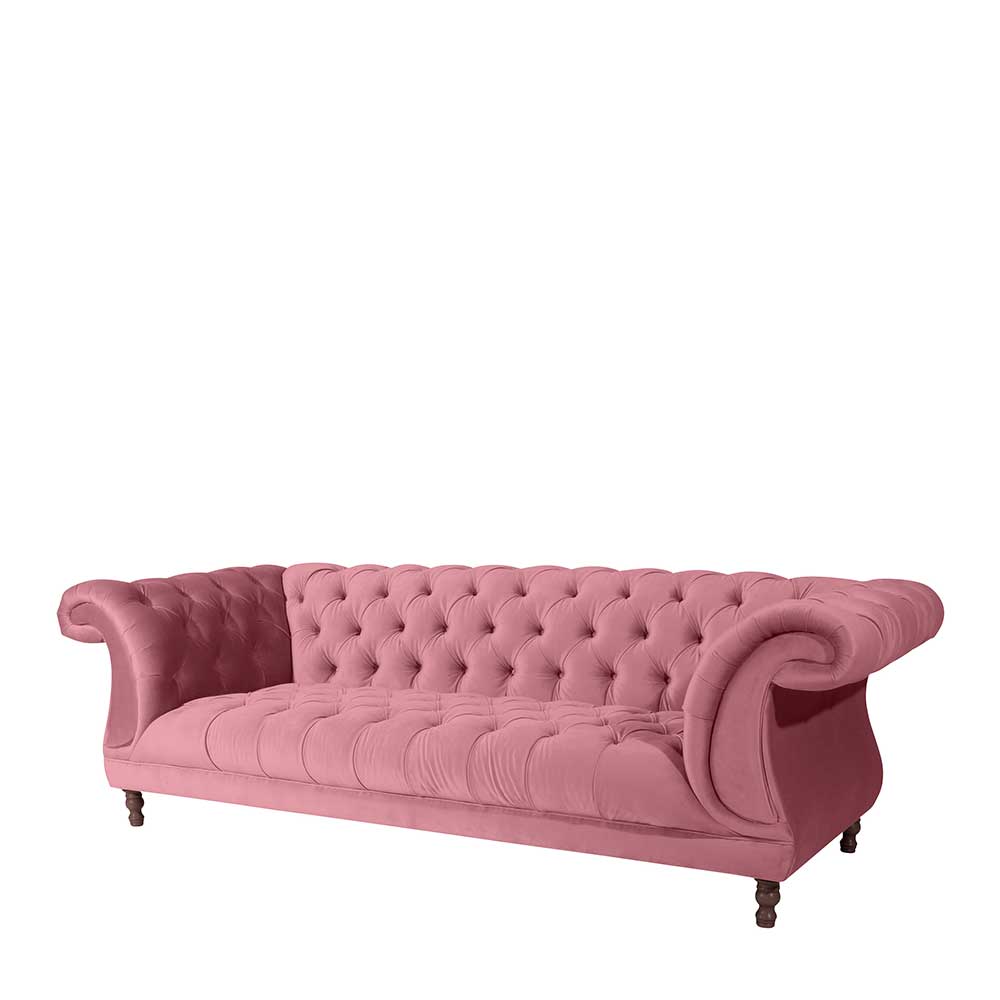 Barock Design Couch in Rosa Samtvelours - Clewono