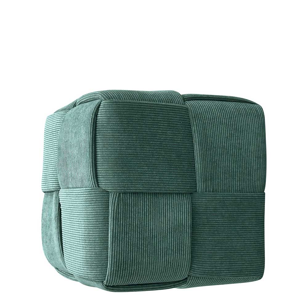 Cord Pouf in Dunkelgrün - Glory