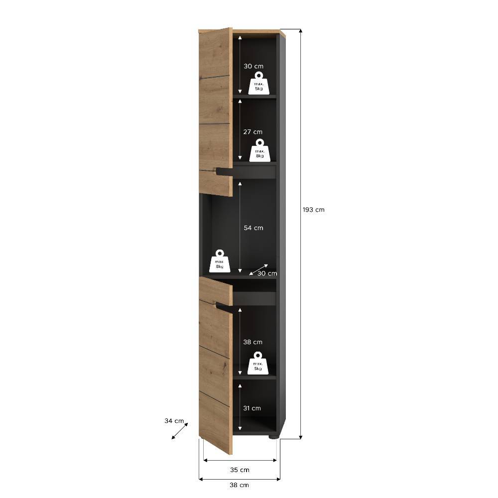 Badezimmer-Hochschrank zweifarbig - Norja