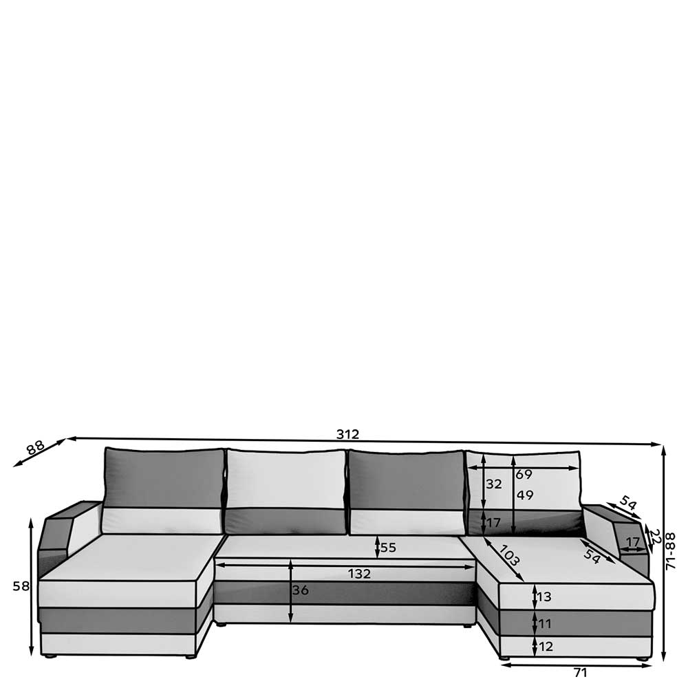 Viersitzer Wohnlandschaft in Dunkelbraun und Beige - Leonal